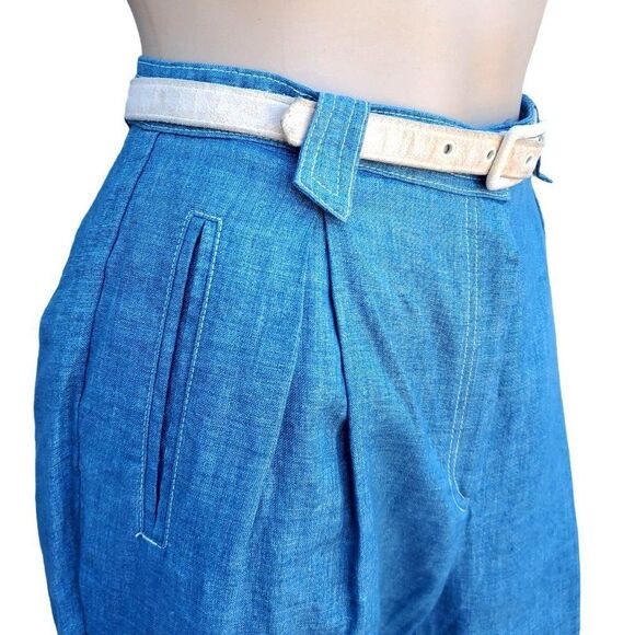 80s Pantsuit Platinum Dorothy Schoelen Light Denim Distressed Made in USA 2 4 - Picture 13 of 16